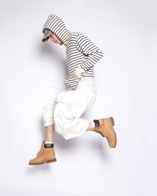 *one-off hand stitched border knit hoodie, "teen smoker"