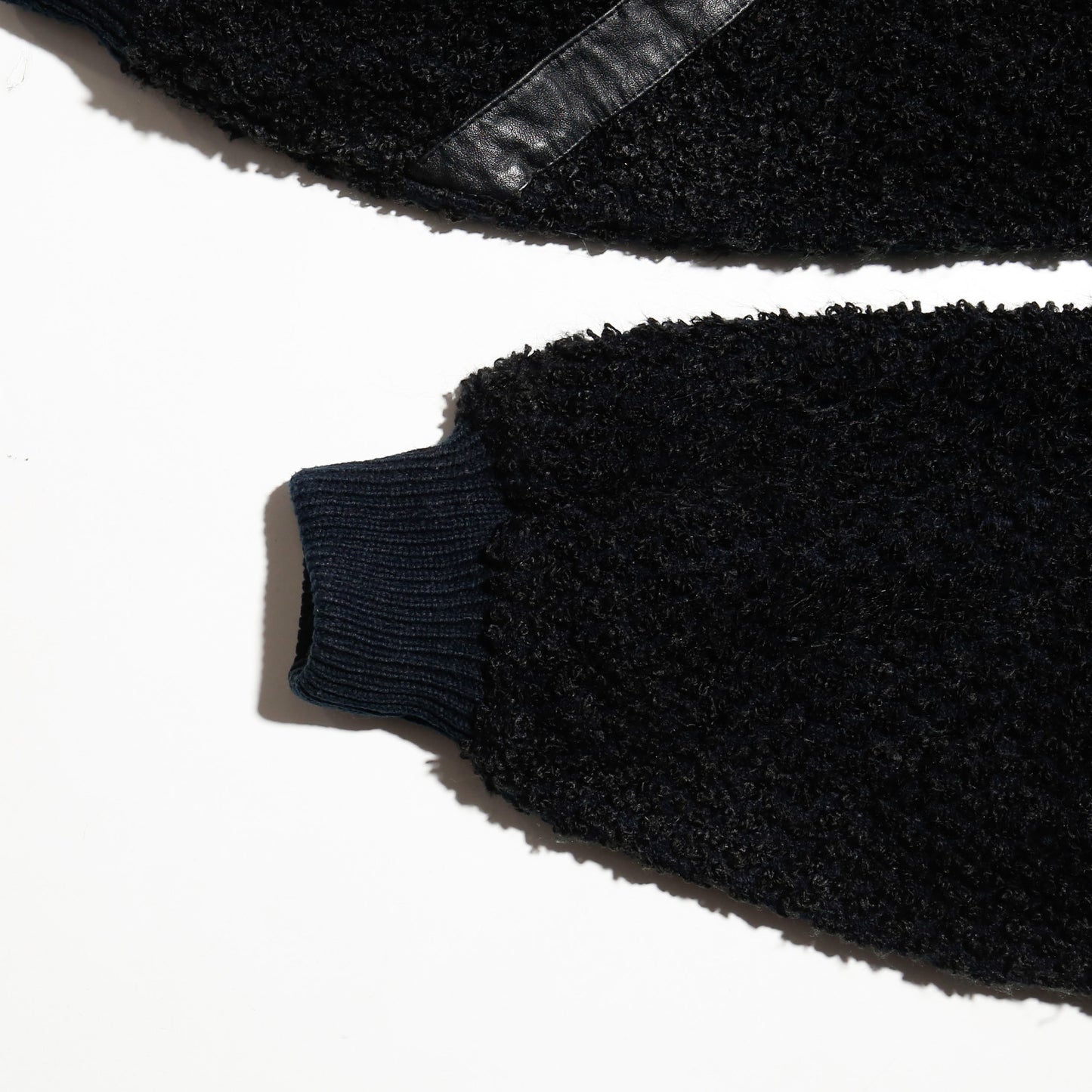 vintage euro leather taping chunky polo sweater