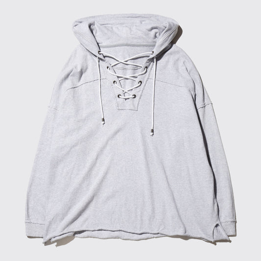 vintage lace up cotton hoodie