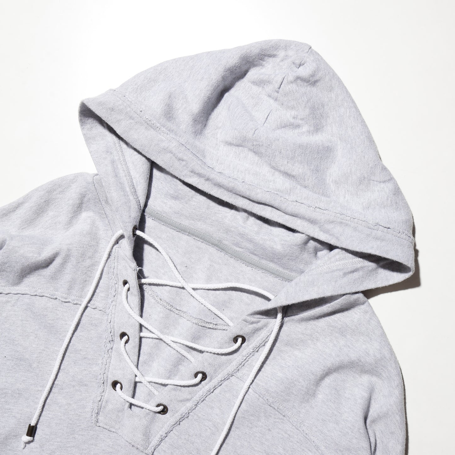 vintage lace up cotton hoodie