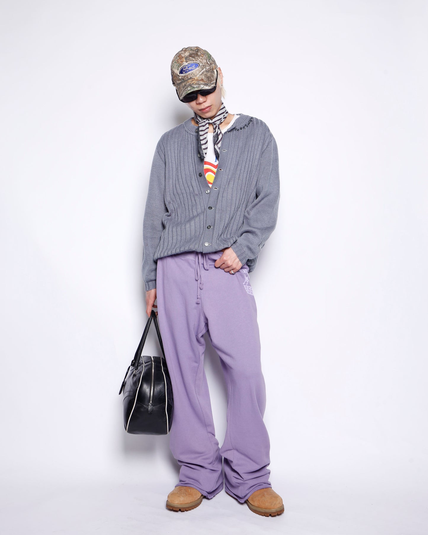 *one-off hand stitched cardigan, "teen smoker"
