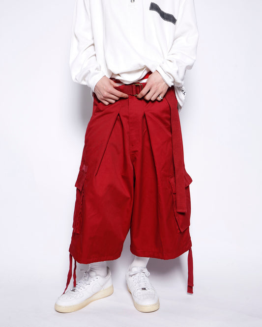 vintage belted center tuck cargo shorts