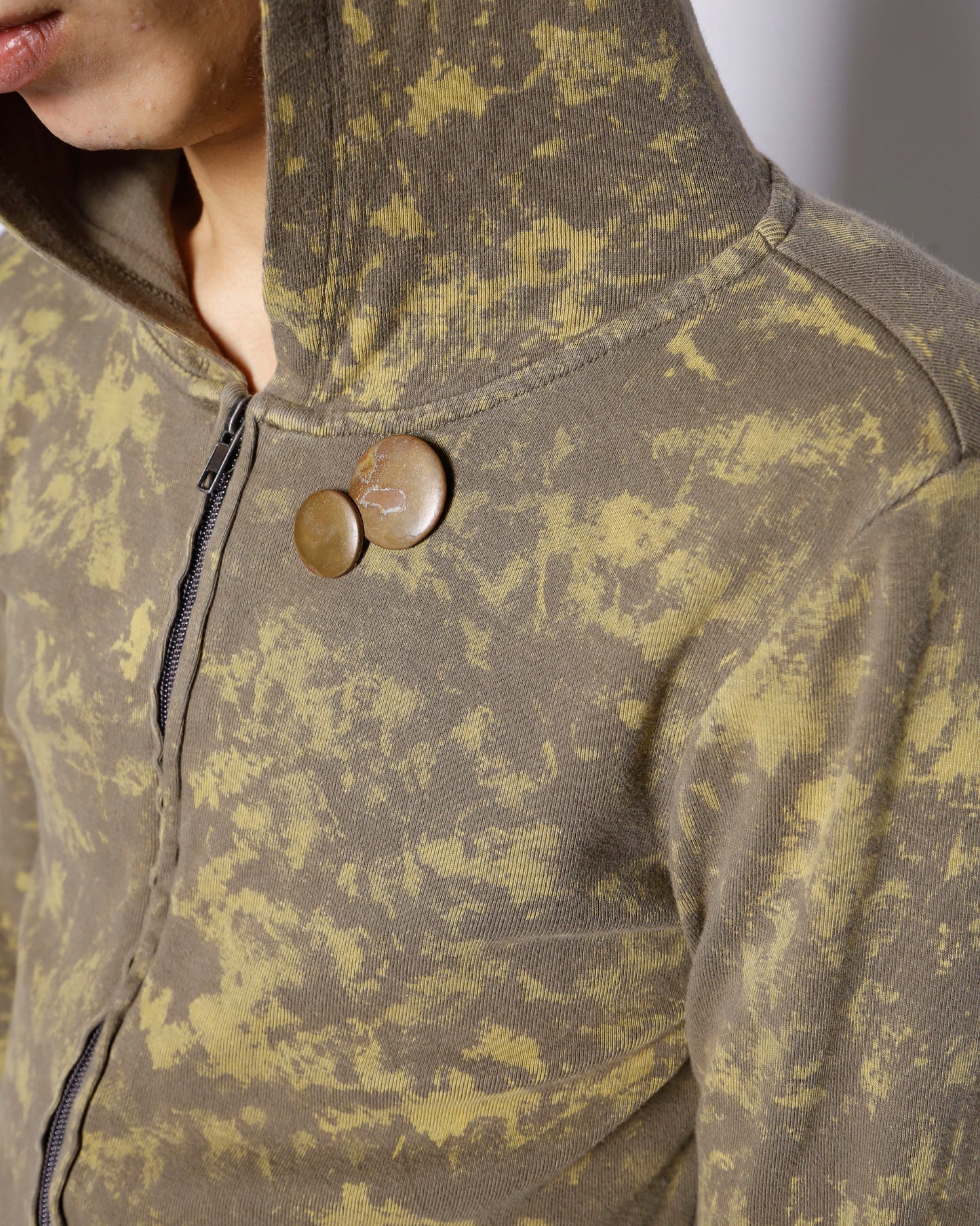 vintage acid camo hoodie, with copper badge