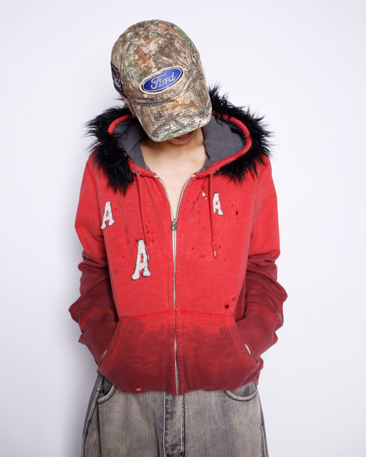 *one-off with fur dust hoodie
