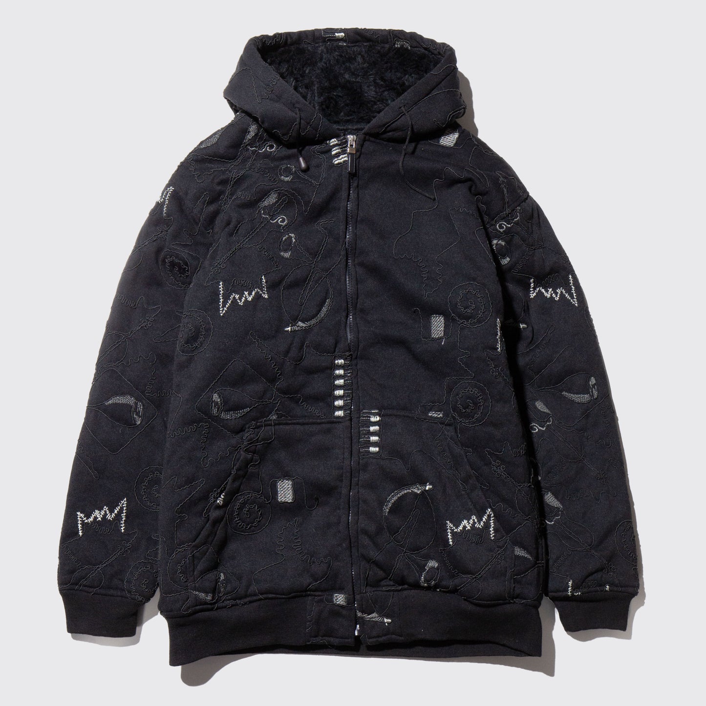 vintage broderied boa hoodie