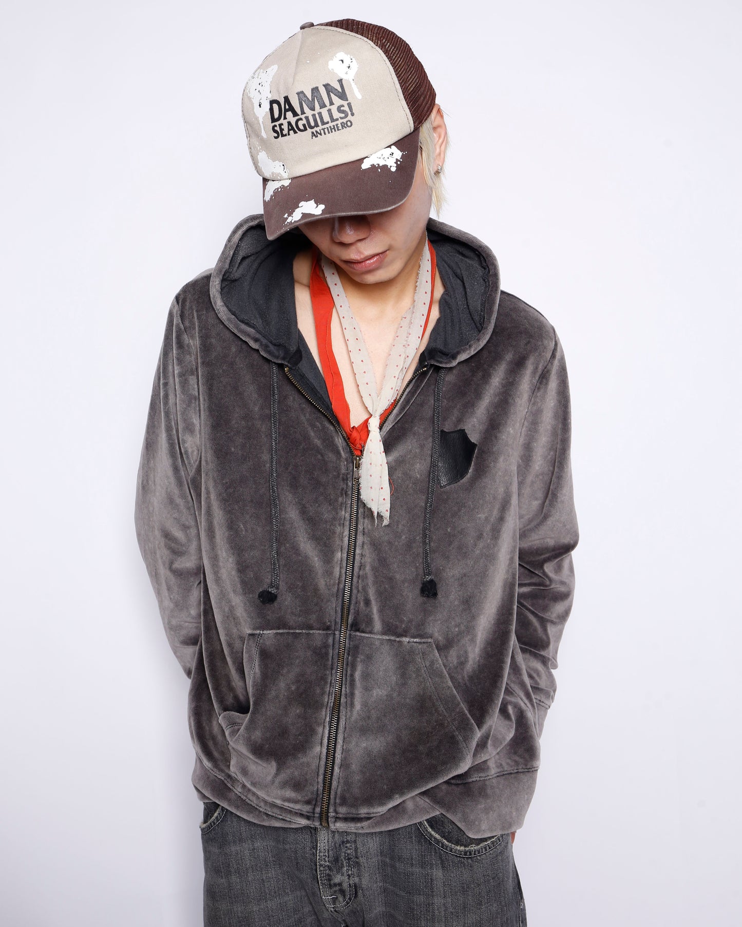 vintage emblem pile hoodie