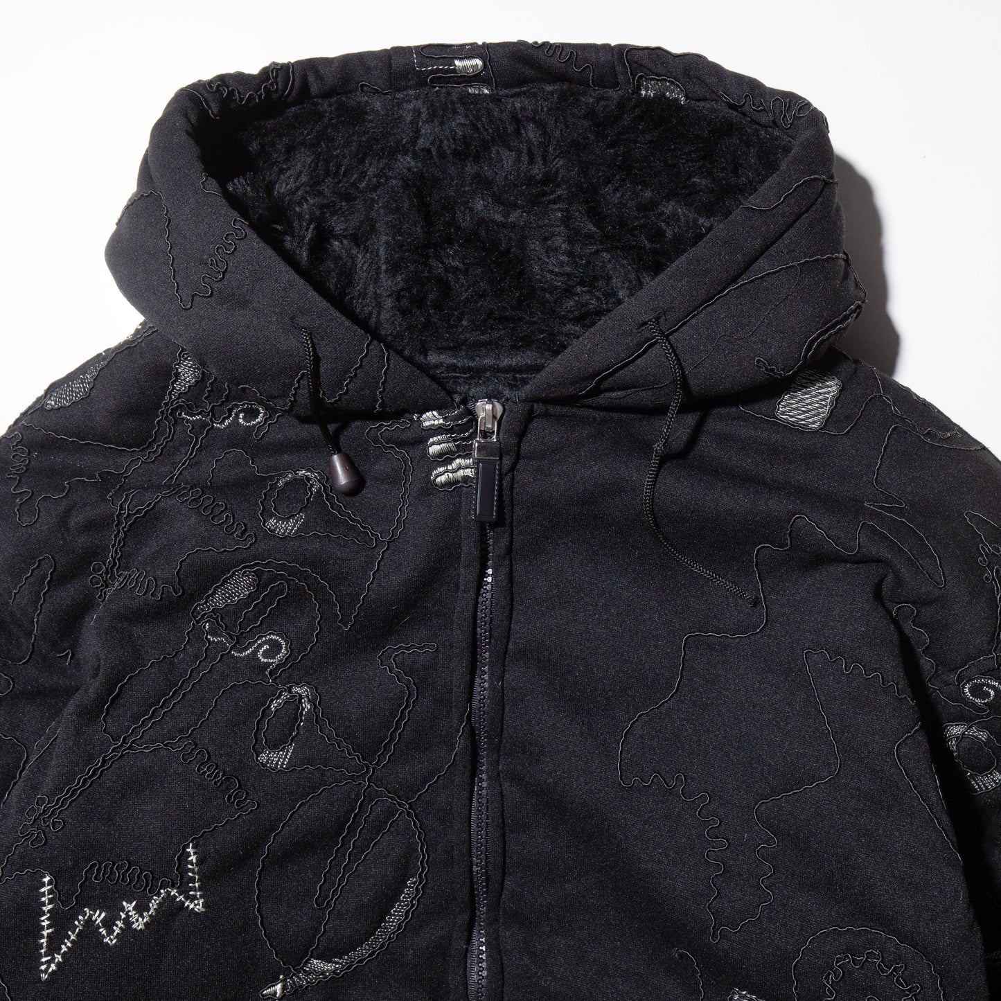 vintage broderied boa hoodie