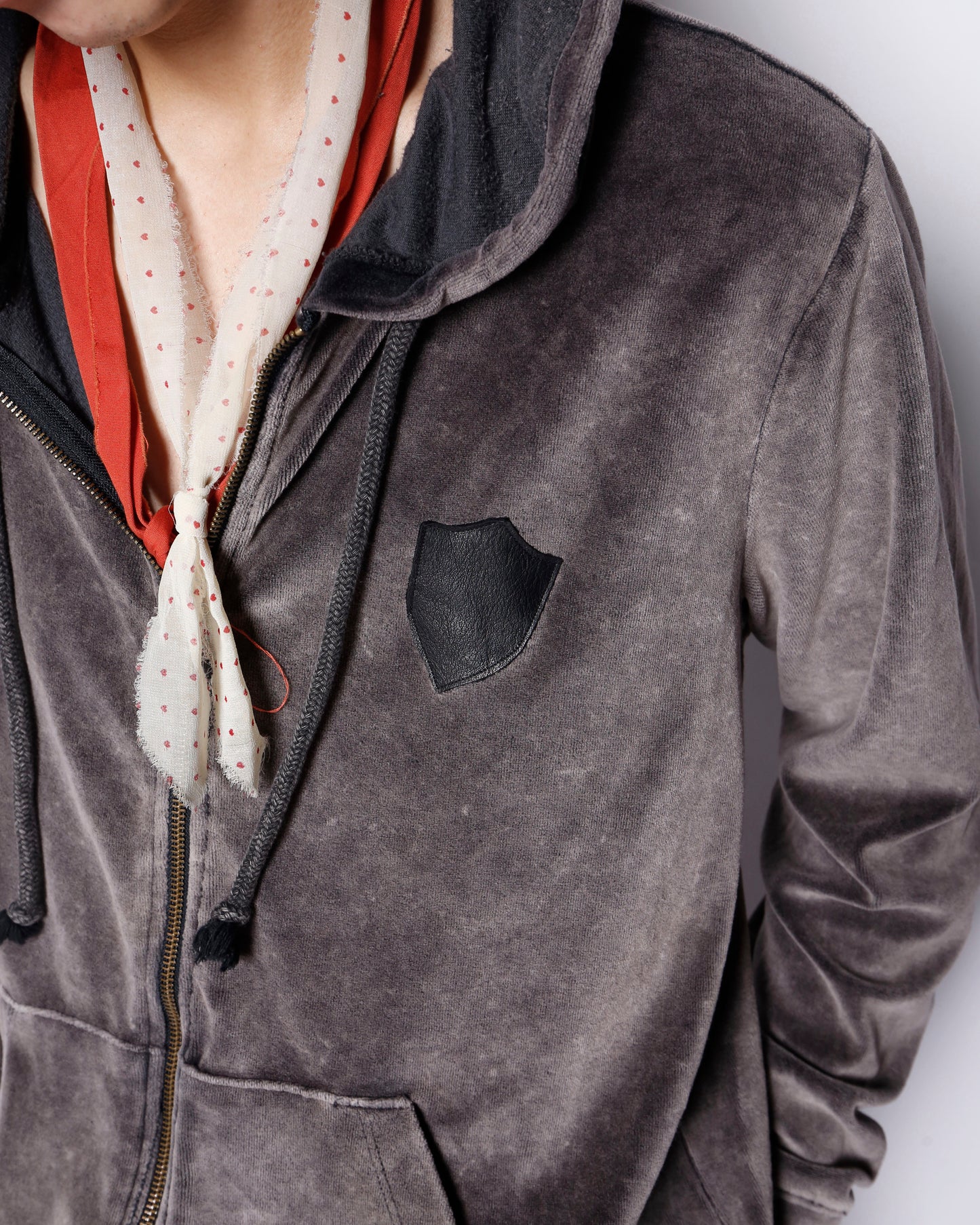 vintage emblem pile hoodie