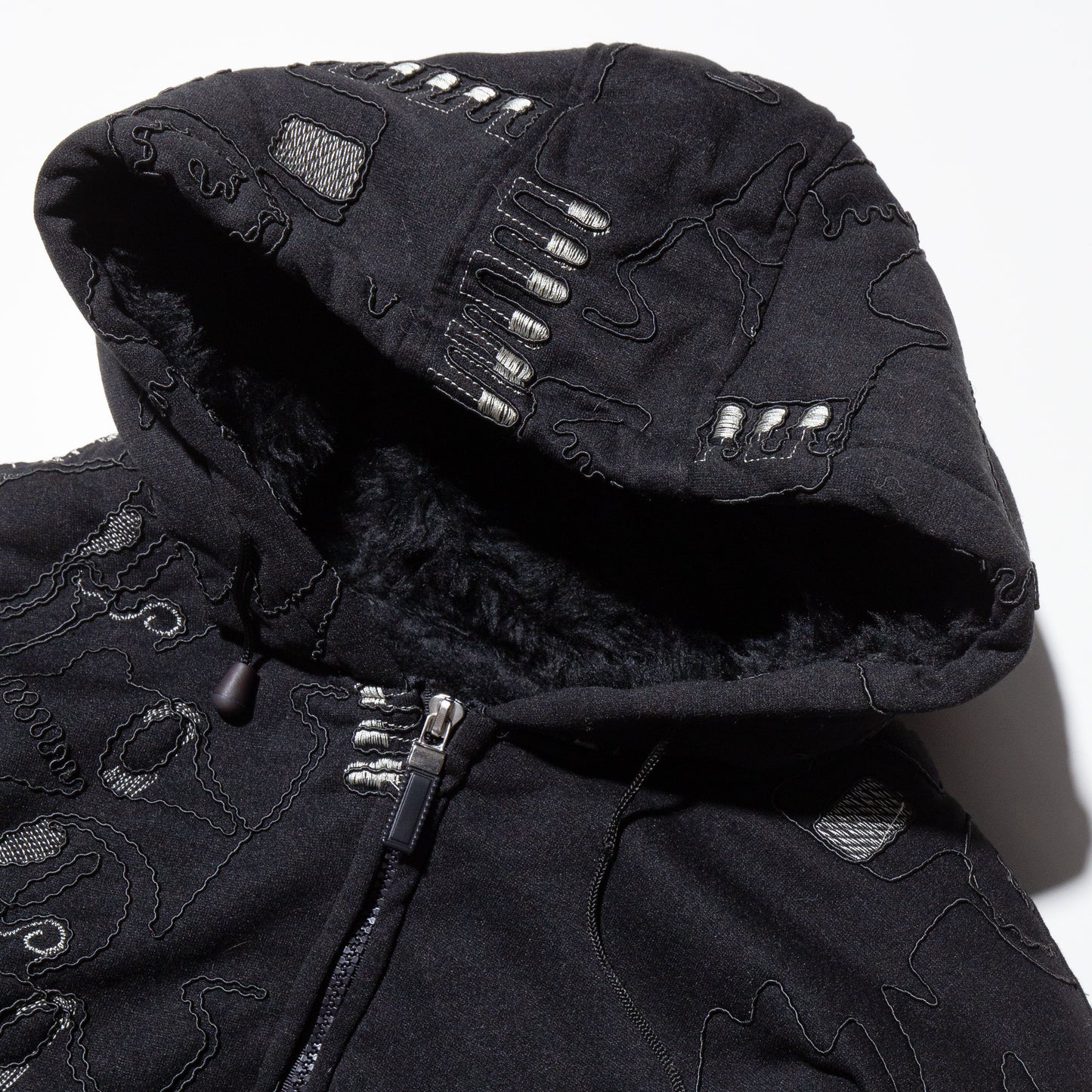 vintage broderied boa hoodie