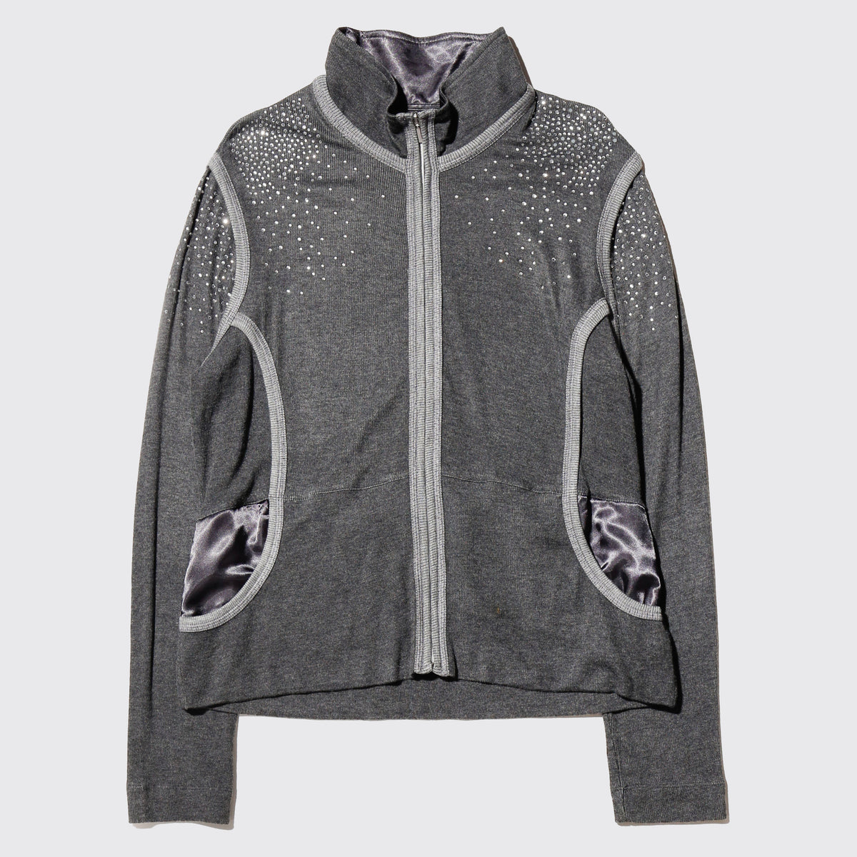vintage bijou piping ribbed jacket