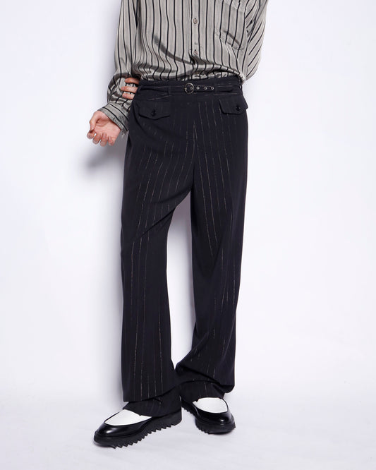 vintage belted lame stripe slacks
