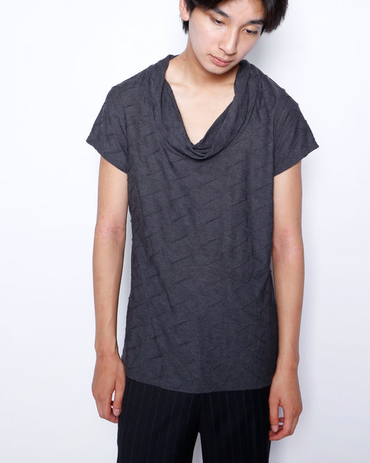 vintage textured cowl neck h/s