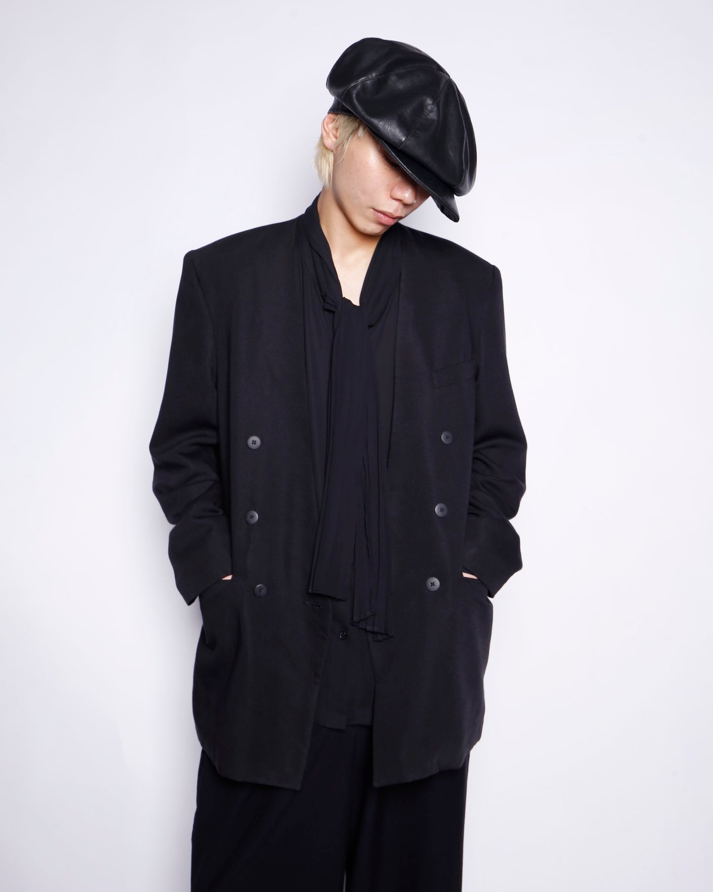 vintage collarless double breasted tailored jacket