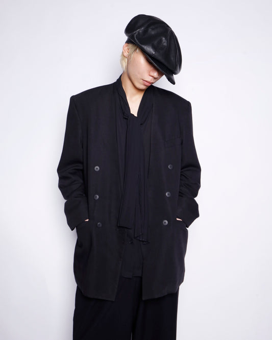 vintage collarless double breasted tailored jacket