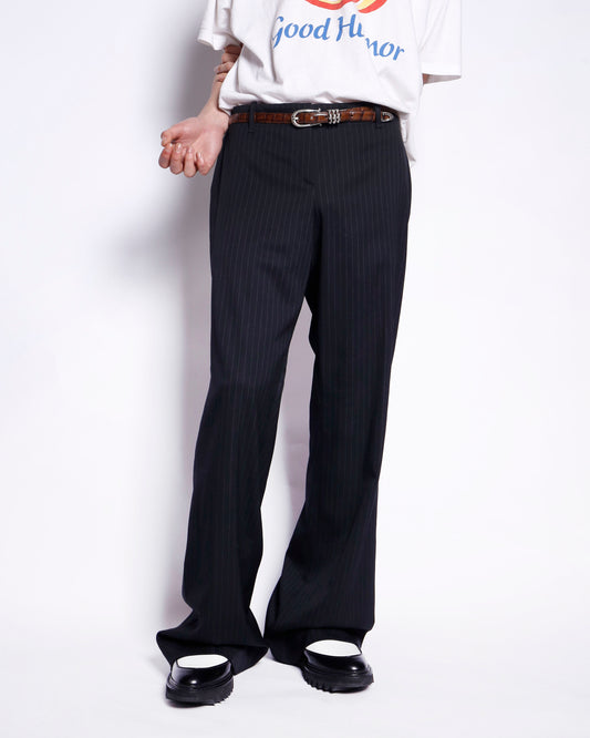 vintage hugo boss low rise stripe flare slacks
