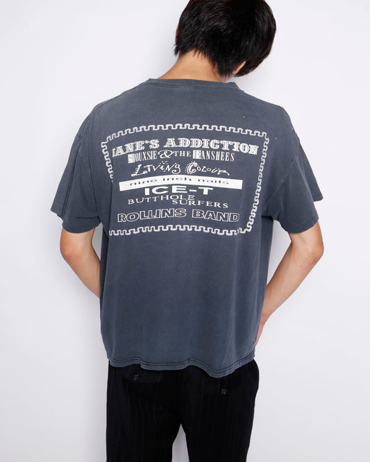 vintage 1991's LOLLAPALOOZA broken t-shirt , back : JANE'S ADDICTION/SIOUXSIE&THE BANSHEES/Living Colour/Nine Inch Nails/ICE-T/BUTTHOLE SURFERS/ROLLINS BAND