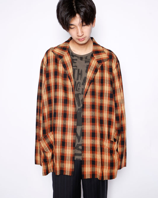 vintage ombre check linen jacket