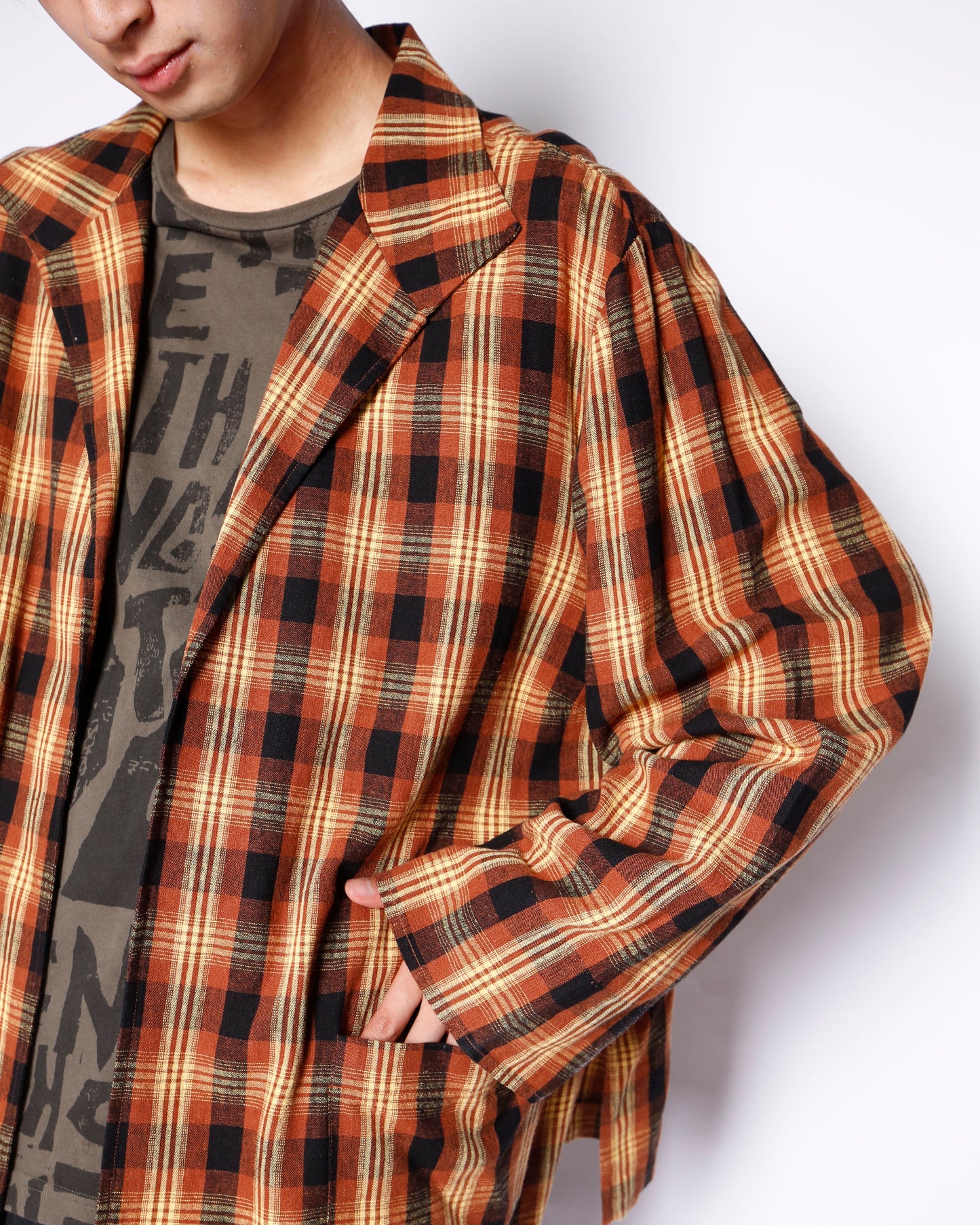 vintage ombre check linen jacket