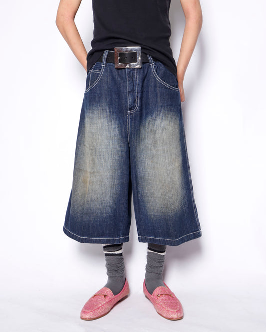 vintage faded denim bermuda shorts