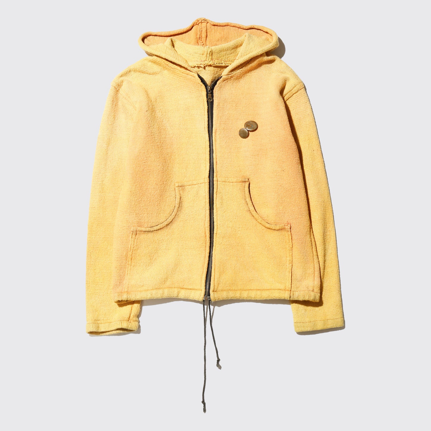 vintage french terry zip hoodie, with copper badge