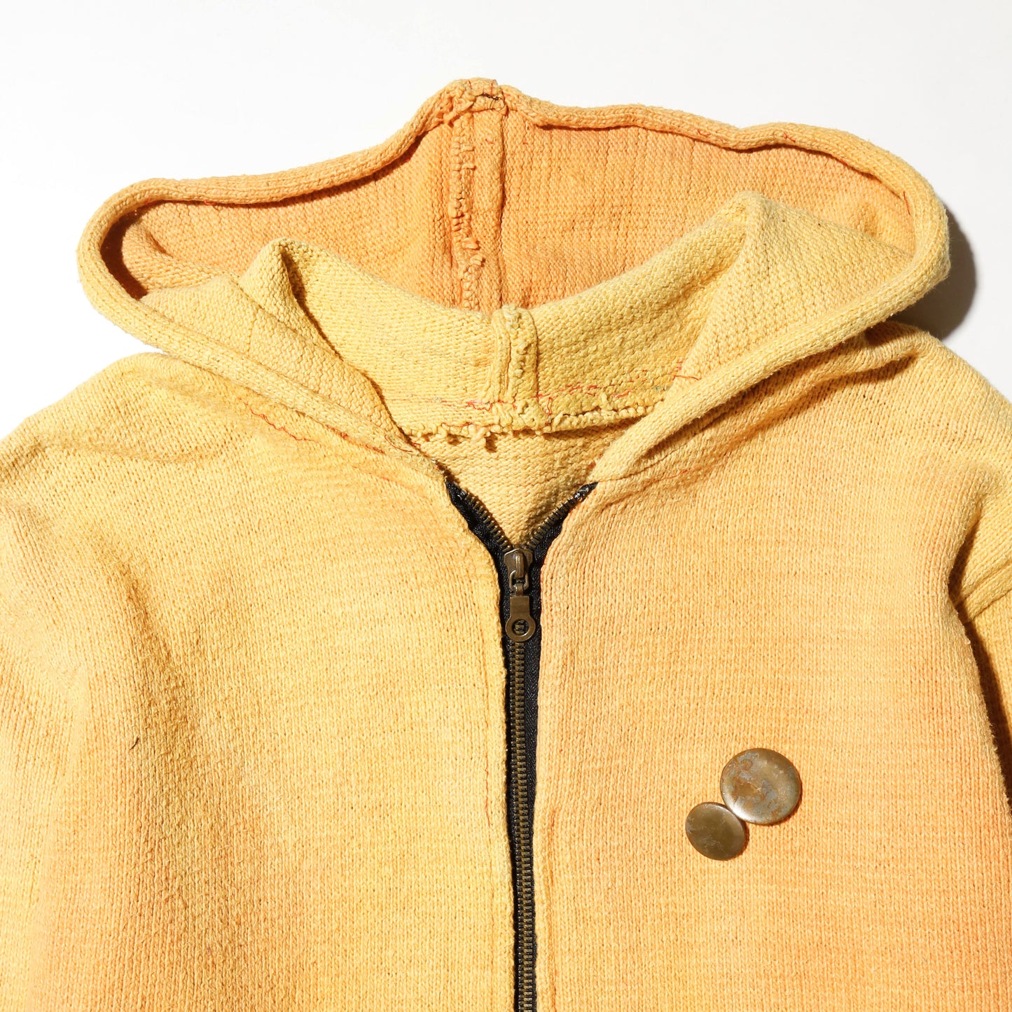 vintage french terry zip hoodie, with copper badge