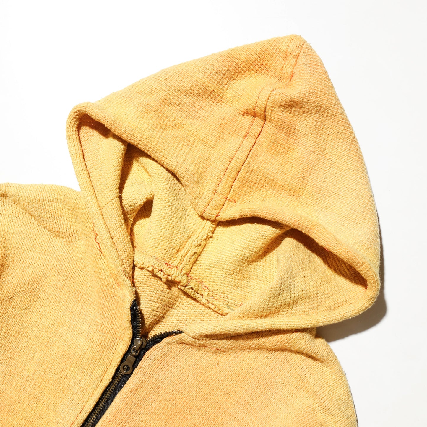 vintage french terry zip hoodie, with copper badge