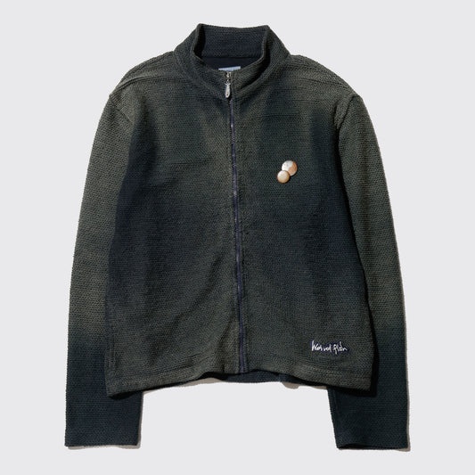 vintage weired fish dust french terry jacket, with copper badge