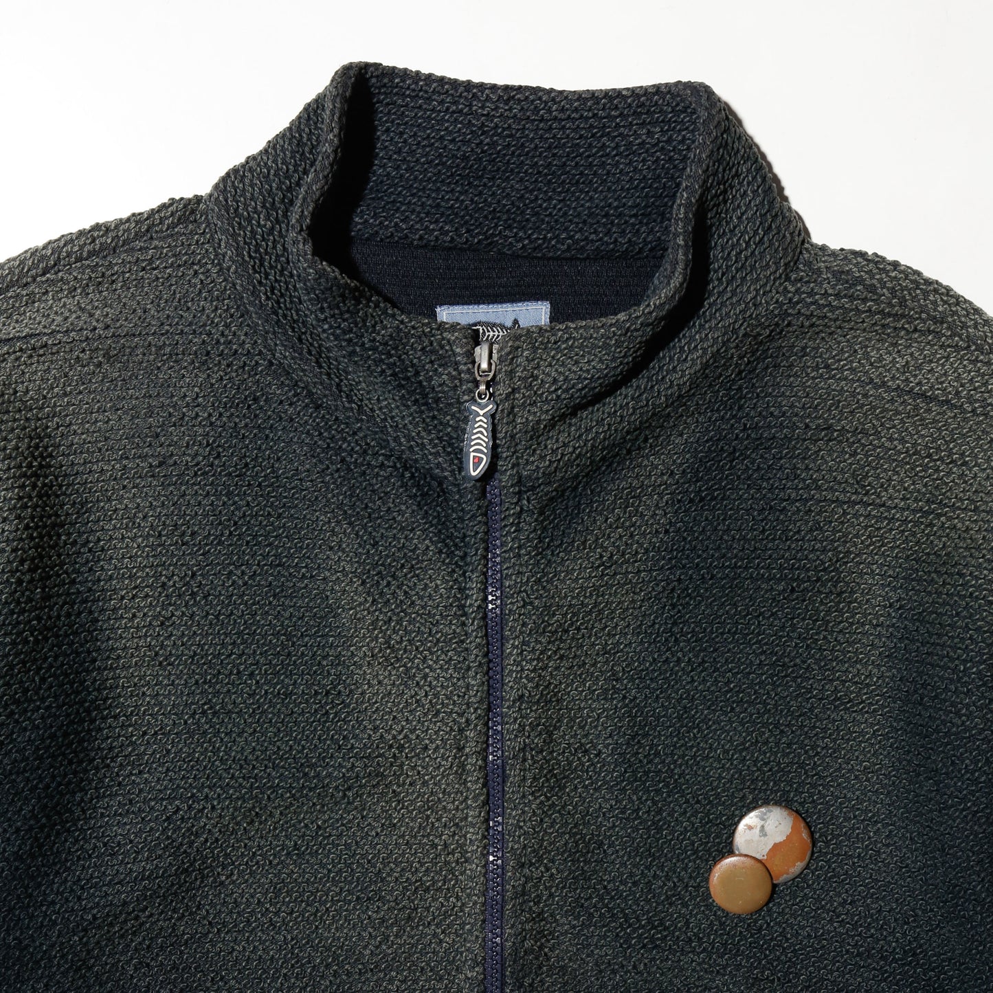 vintage weired fish dust french terry jacket, with copper badge