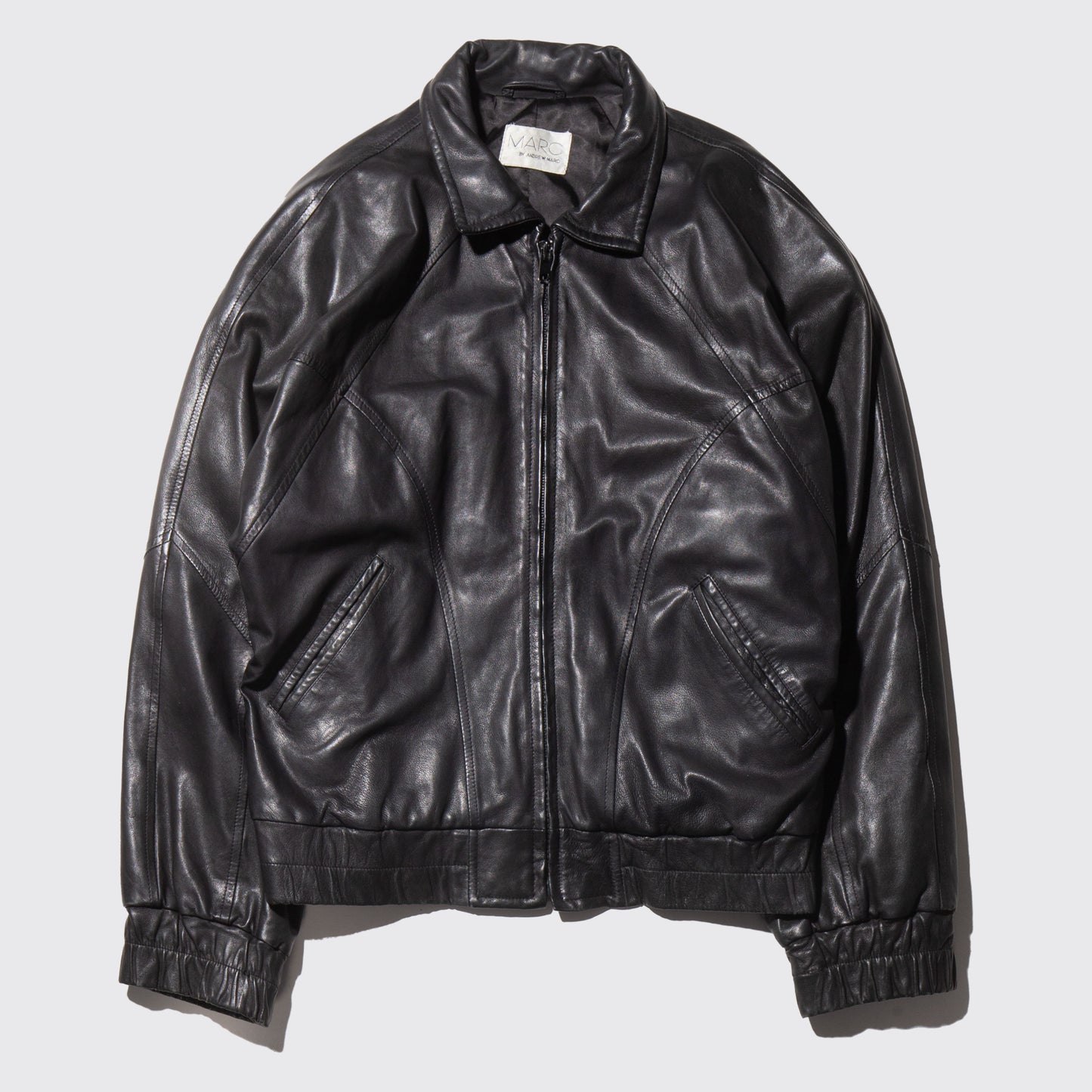 vintage zipped wide leather jacket
