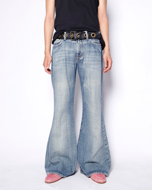 vintage aging low rised flare jeans