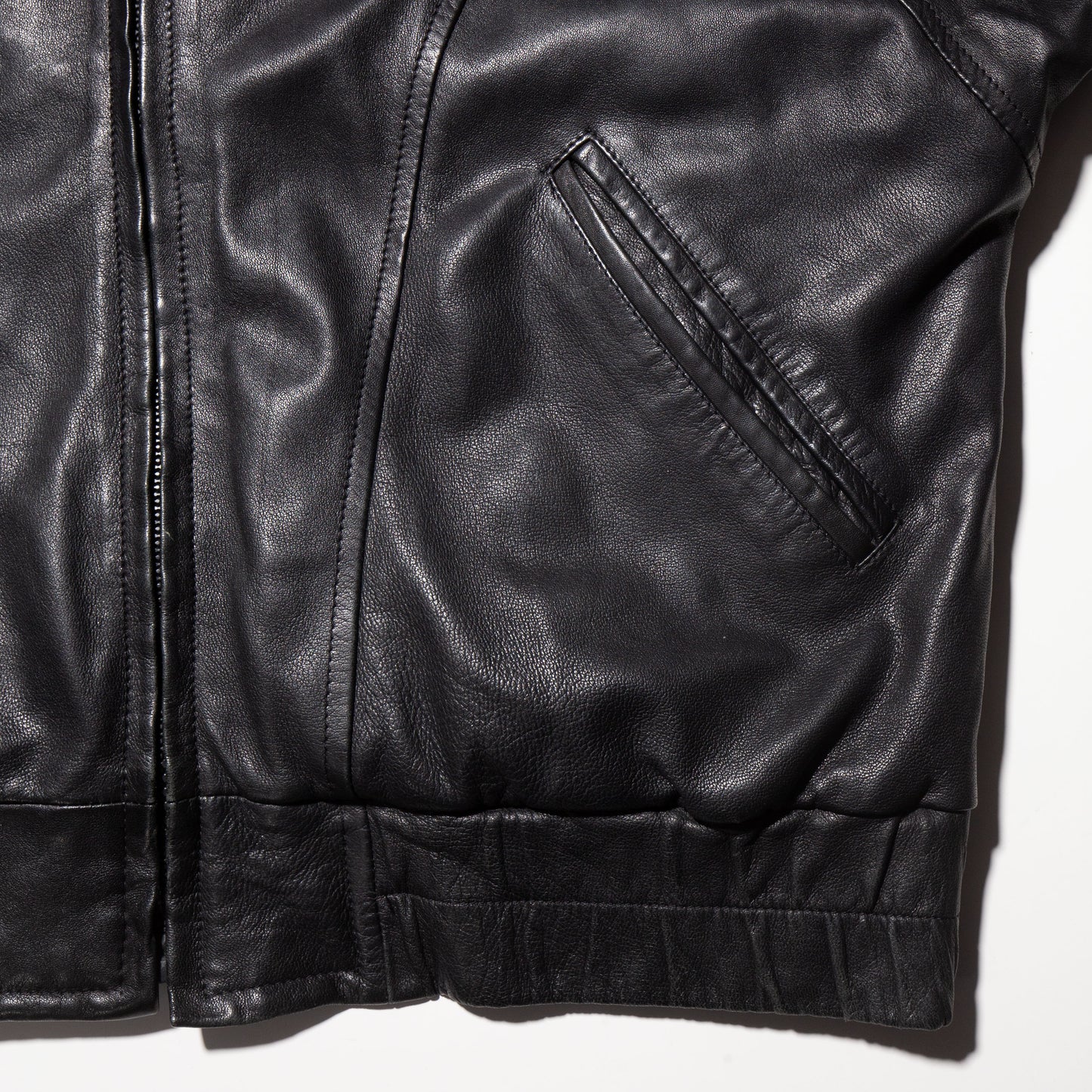 vintage zipped wide leather jacket