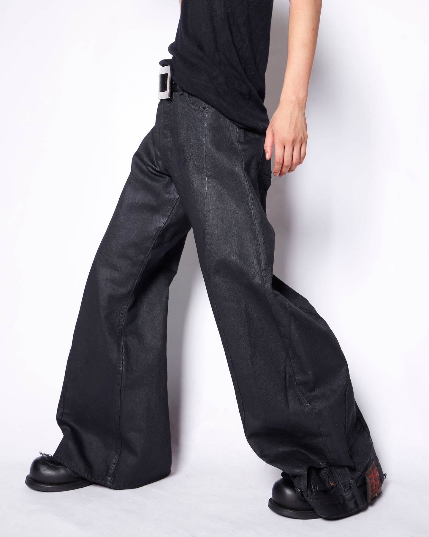*one-off upside down jeans , model-luster