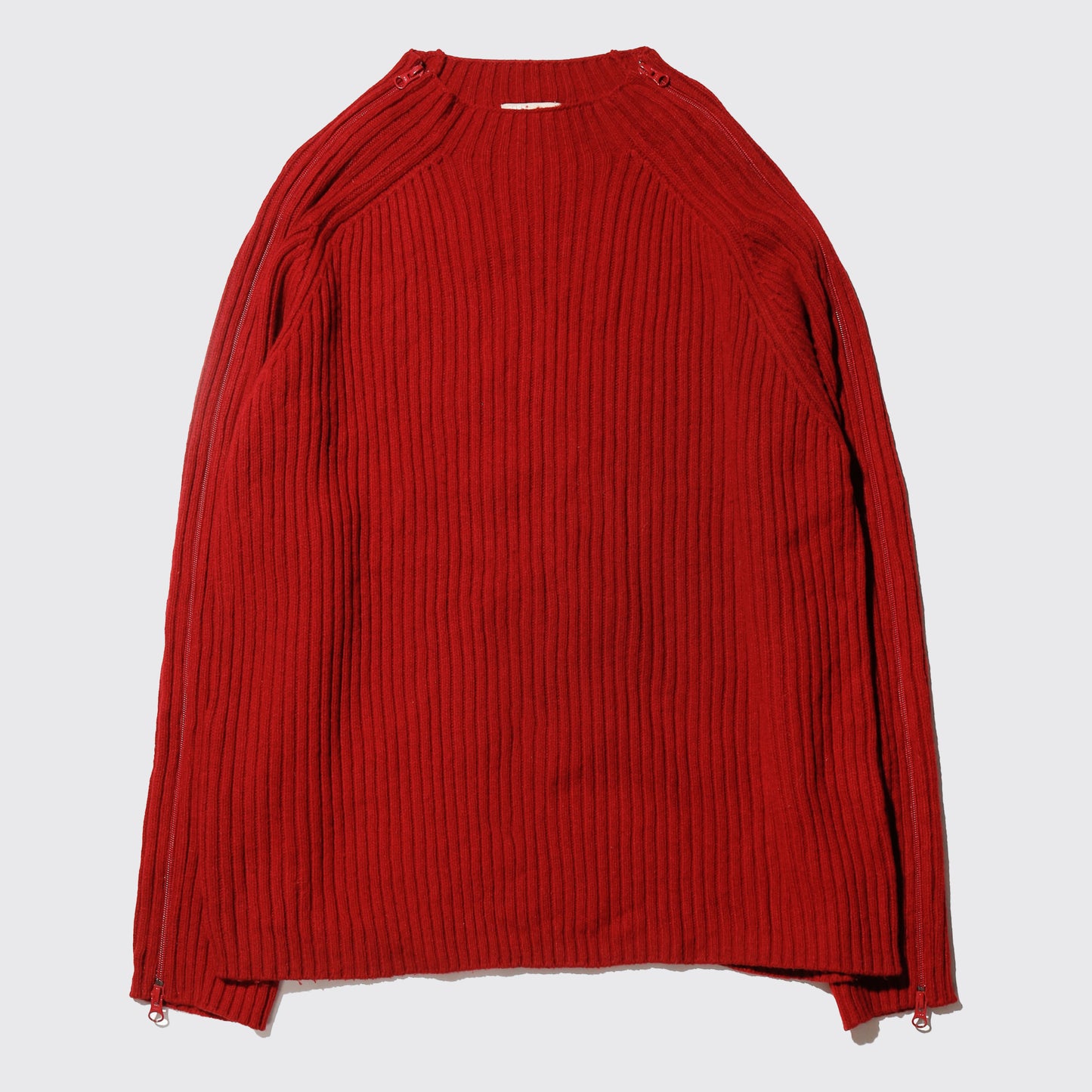 vintage zip sleeve ribbed sweater