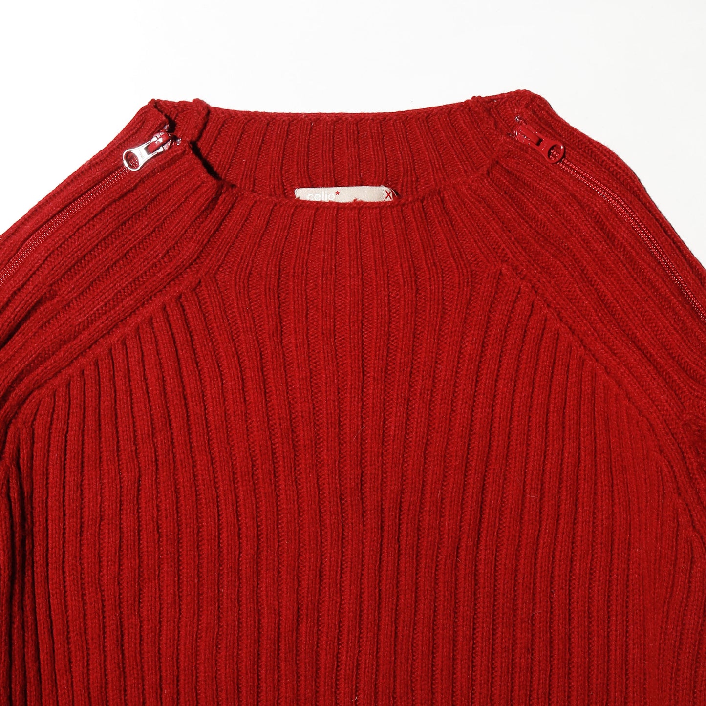 vintage zip sleeve ribbed sweater
