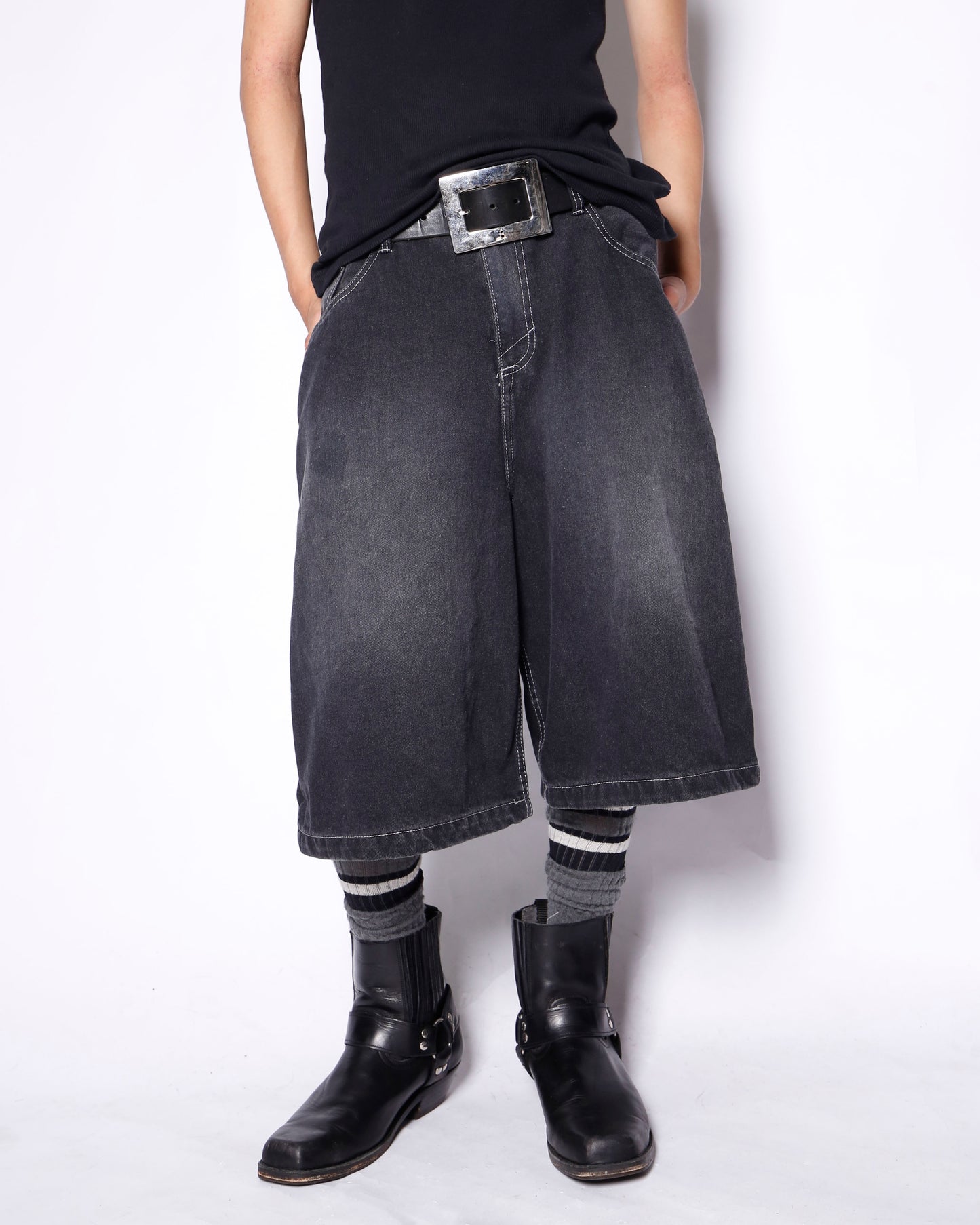 vintage faded denim bermuda shorts