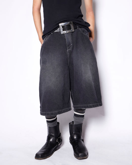 vintage faded denim bermuda shorts