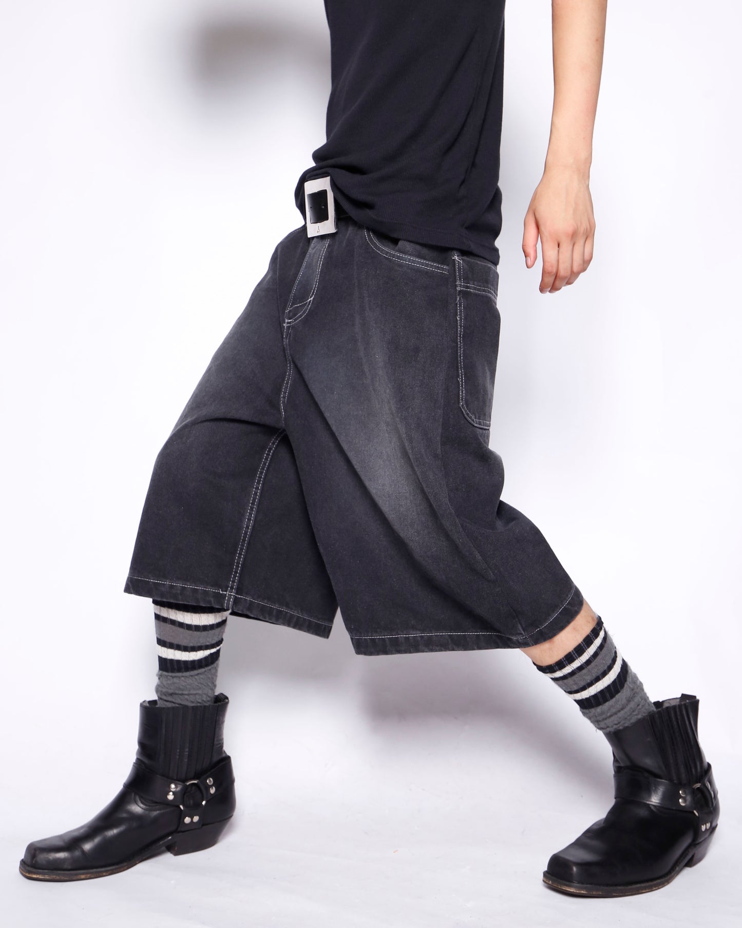 vintage faded denim bermuda shorts
