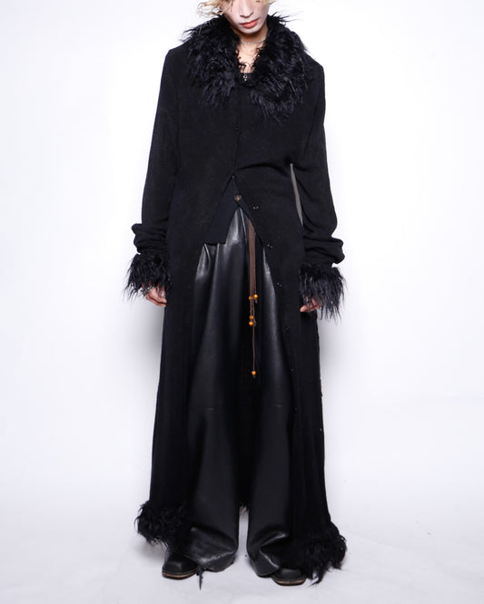 vintage obscurus fur trim knit coat