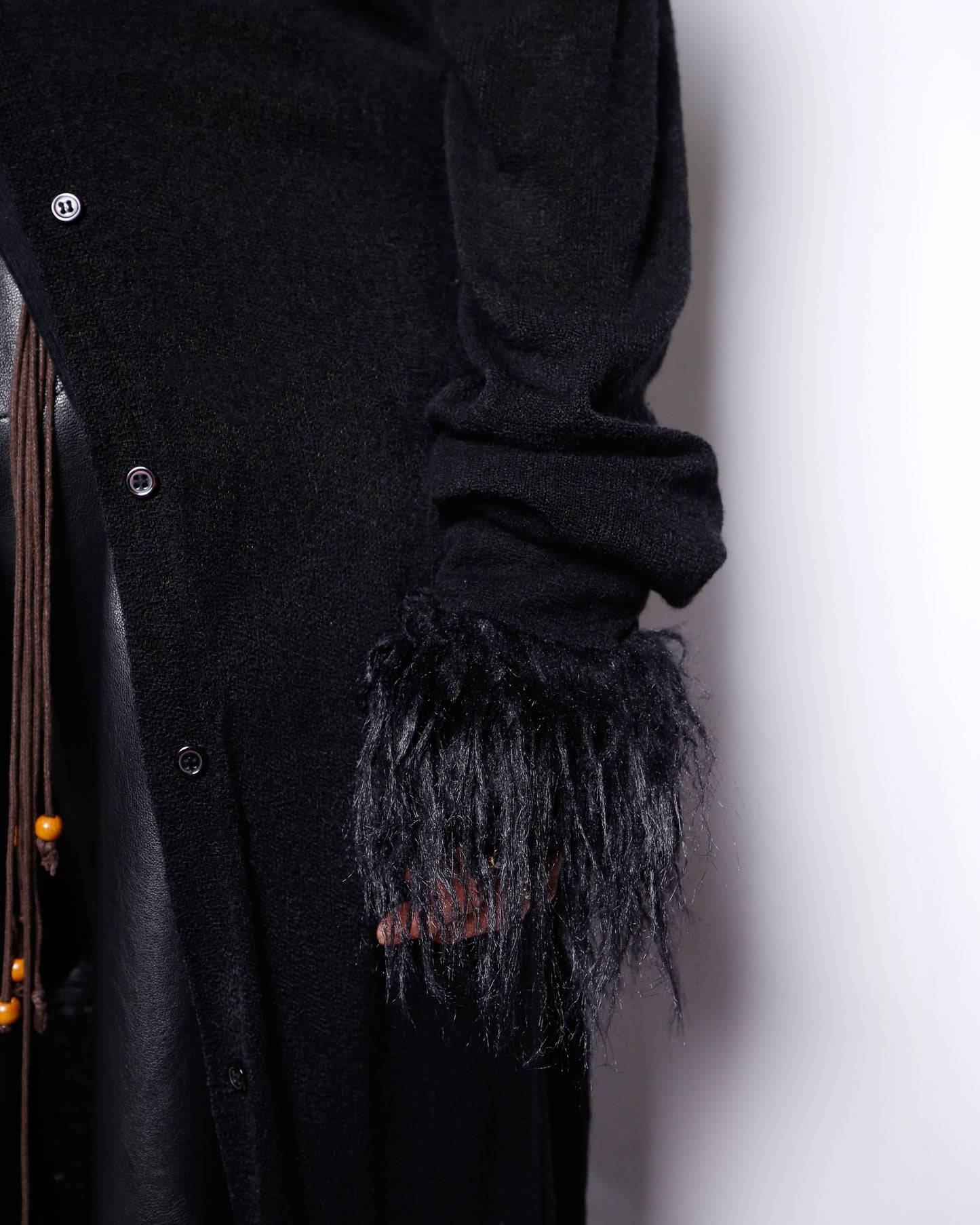 vintage obscurus fur trim knit coat