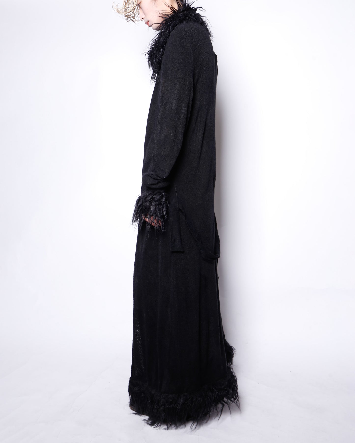 vintage obscurus fur trim knit coat