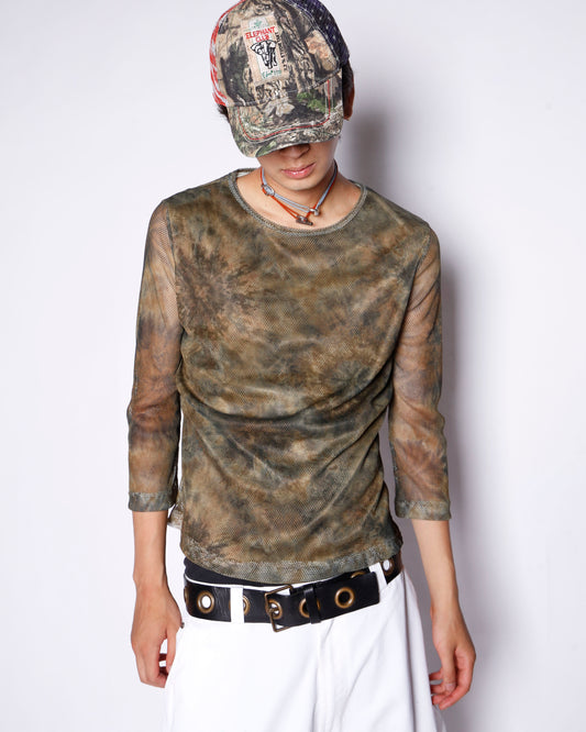 vintage mesh layered acid cut sew