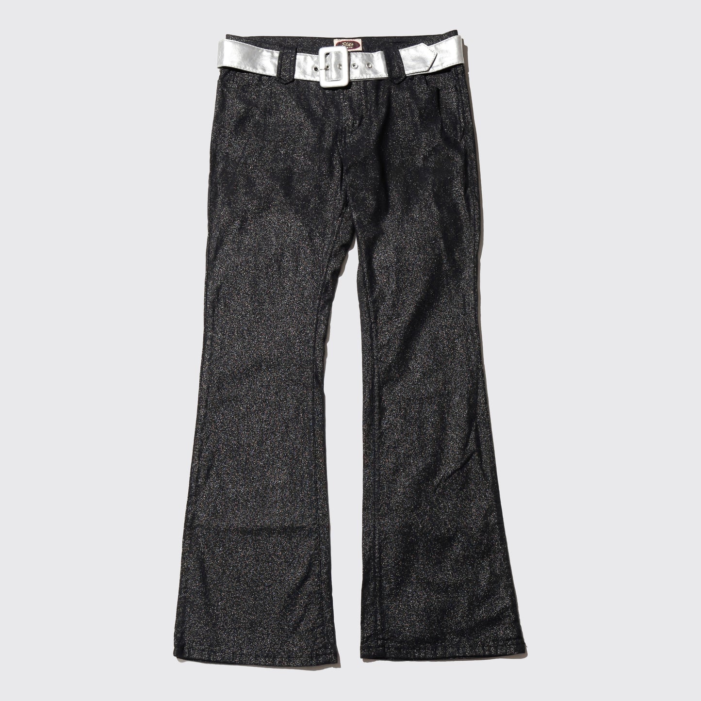 vintage lame flare trousers, with belt