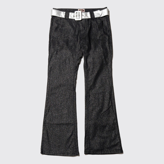 vintage lame flare trousers, with belt
