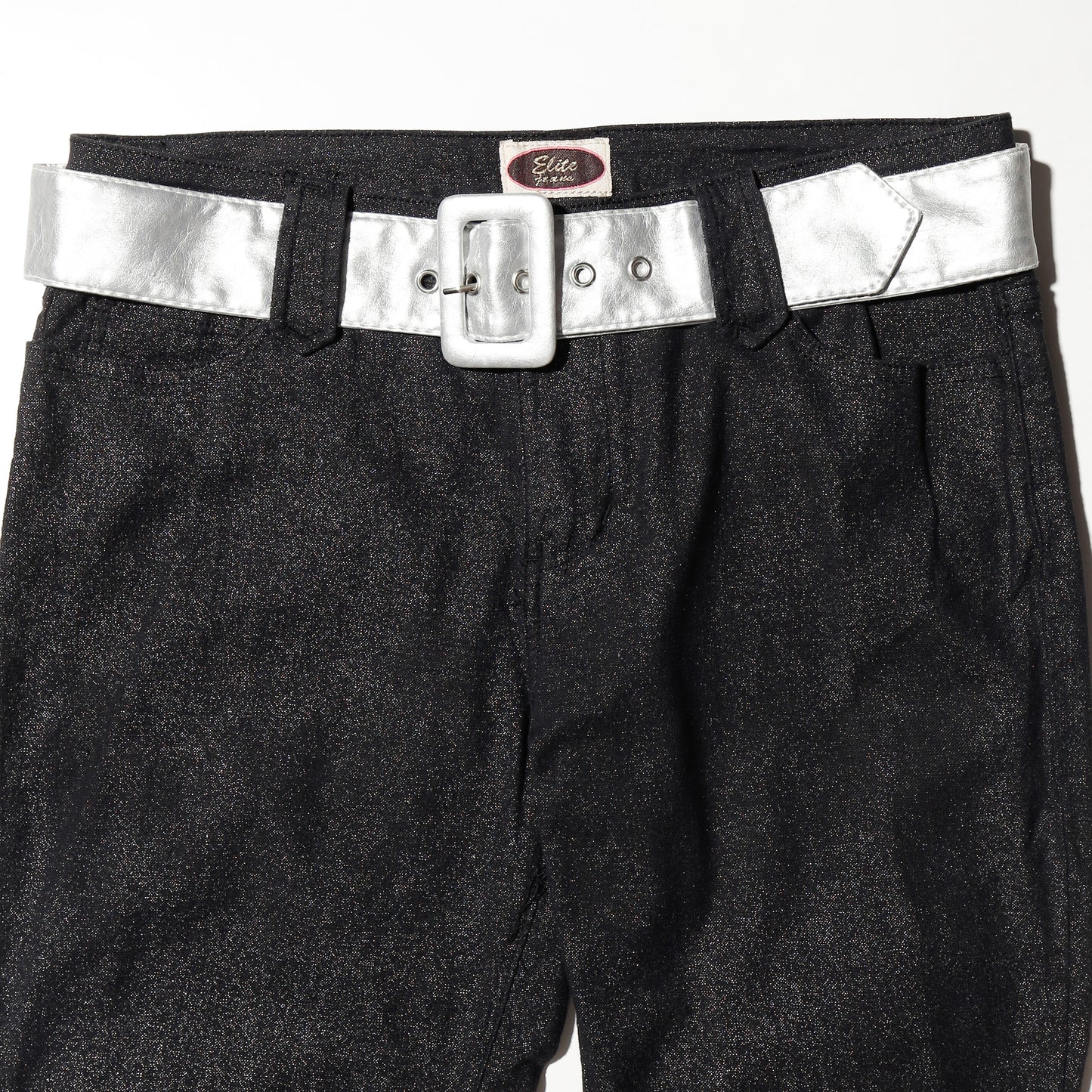 vintage lame flare trousers, with belt