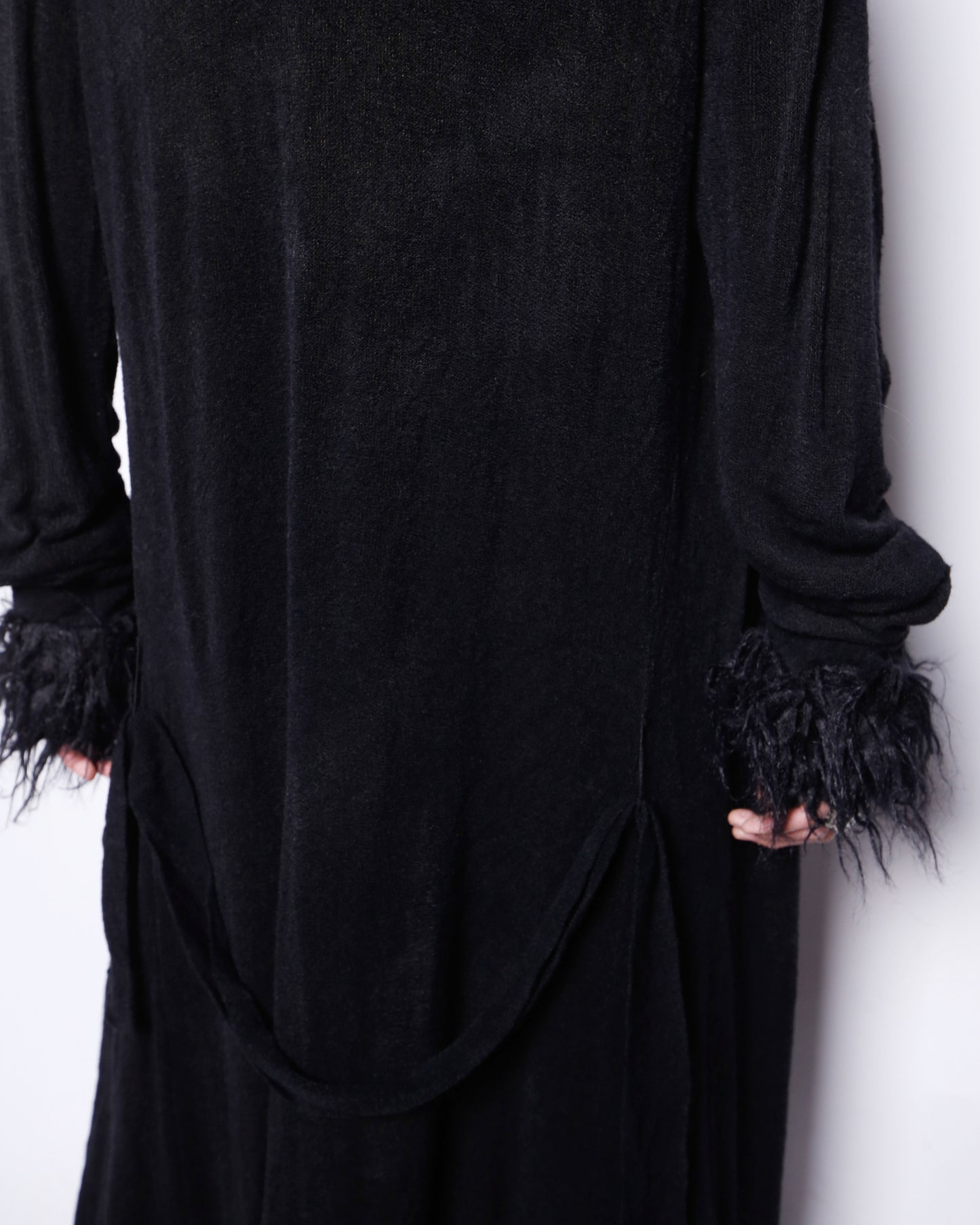 vintage obscurus fur trim knit coat