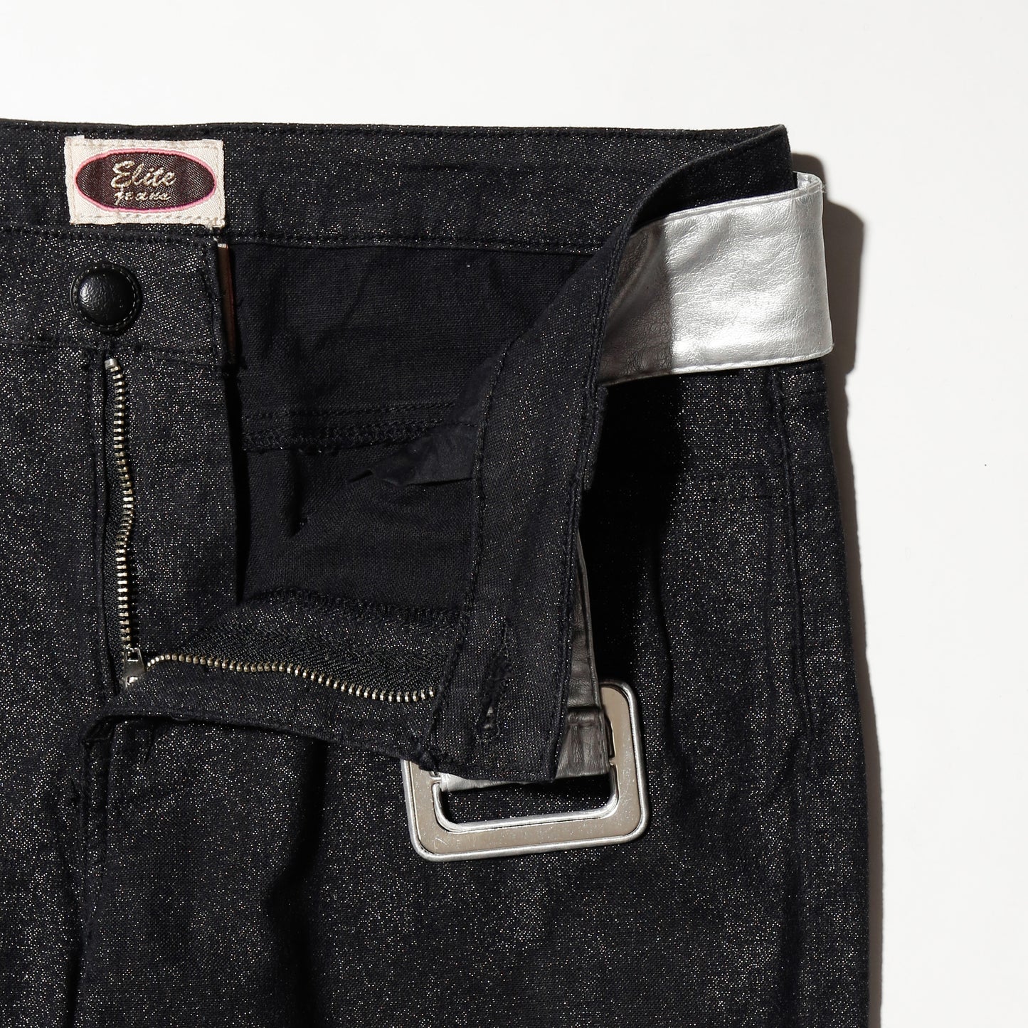 vintage lame flare trousers, with belt