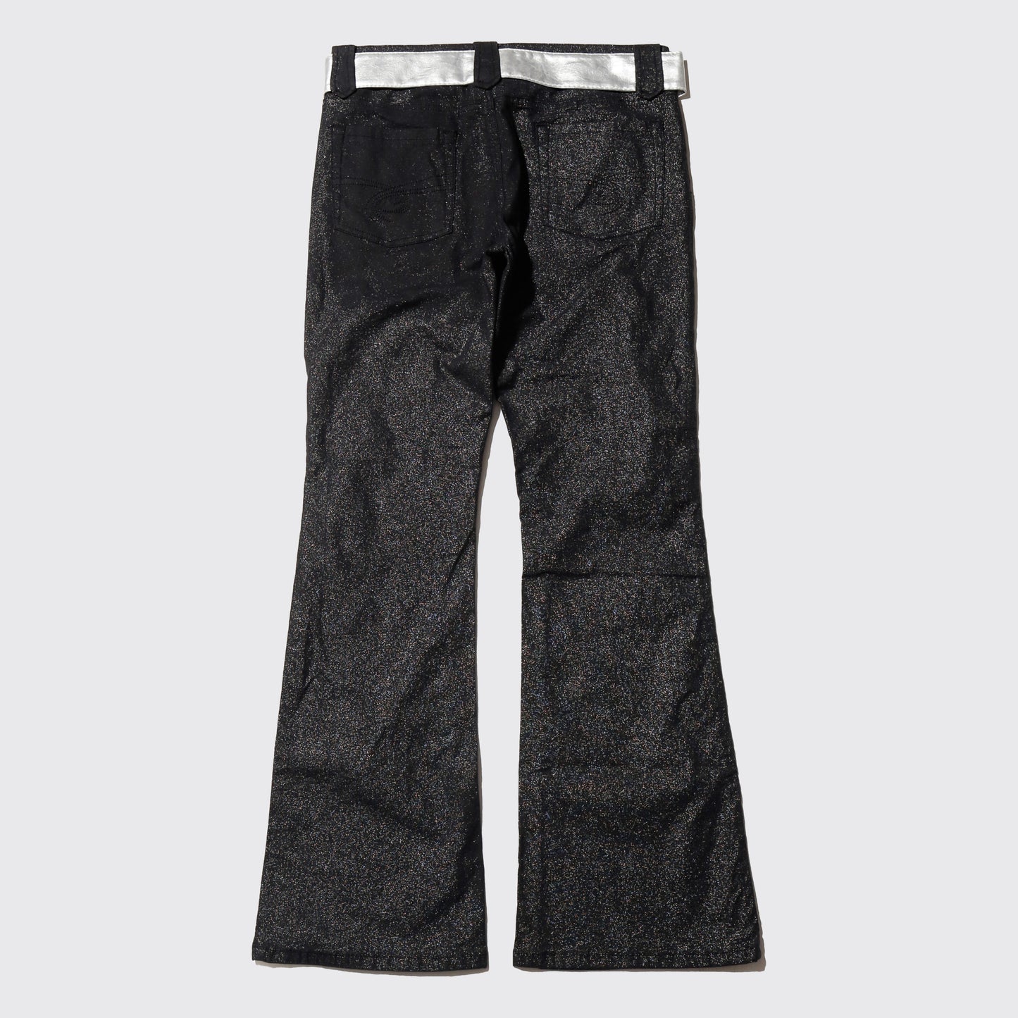 vintage lame flare trousers, with belt
