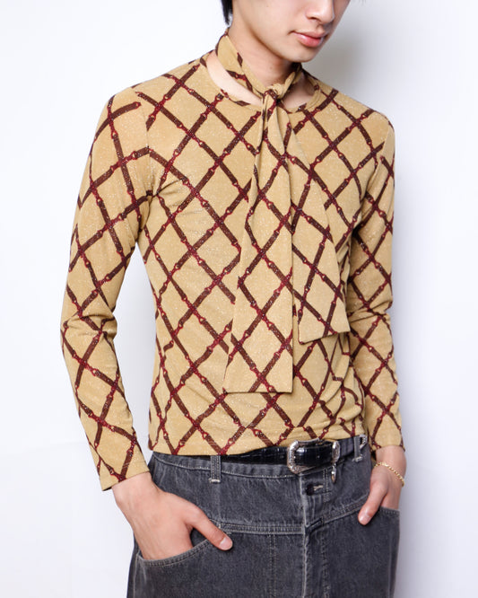 vintage belted pattern l/s , with scarf
