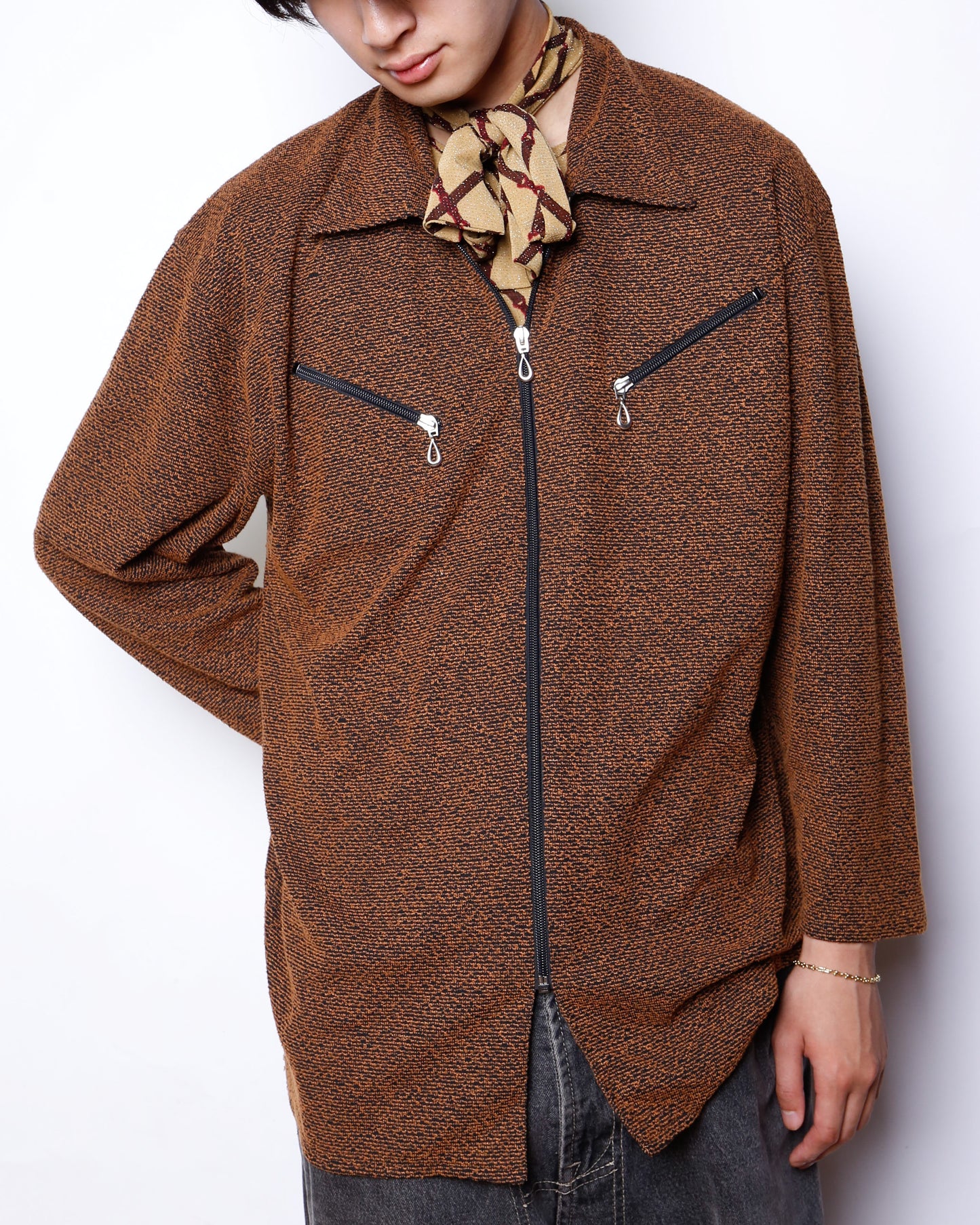 vintage zipped jacquard jacket