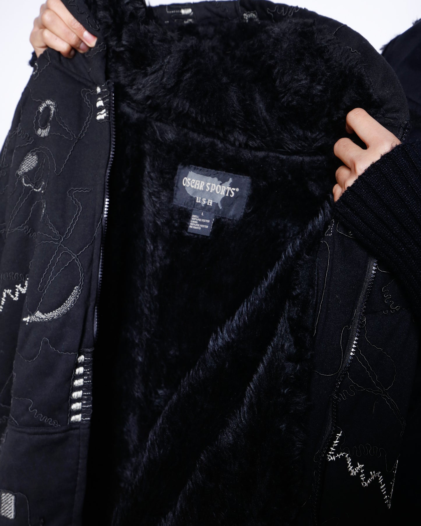 vintage broderied boa hoodie